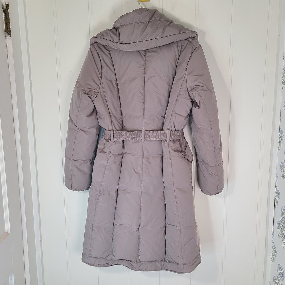 Cole Haan Puffer Coat Women's Large Oversized Collar Belted Long Down Filled - Picture 2 of 16